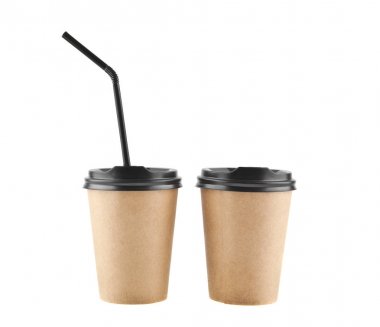 kağıt bardak beyaz arka plan yakın çekim izole kahve için