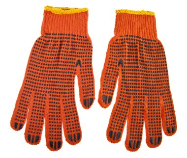 Beyaz arka plan yakın çekim izole portakal inşaat eldiven