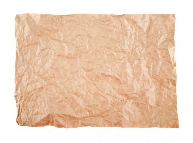 Beyaz arka plan yakın çekim izole kahverengi buruşuk kağıt