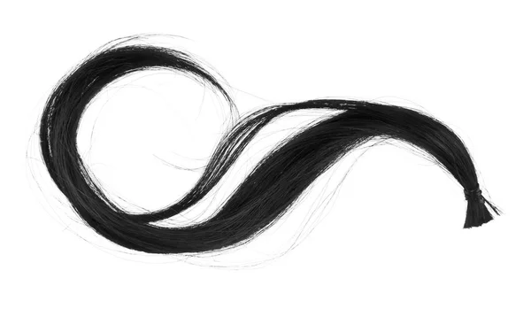 Στροβιλισμός του μαύρα μαλλιά που απομονώνονται σε λευκό φόντο γκρο πλαν — Φωτογραφία Αρχείου