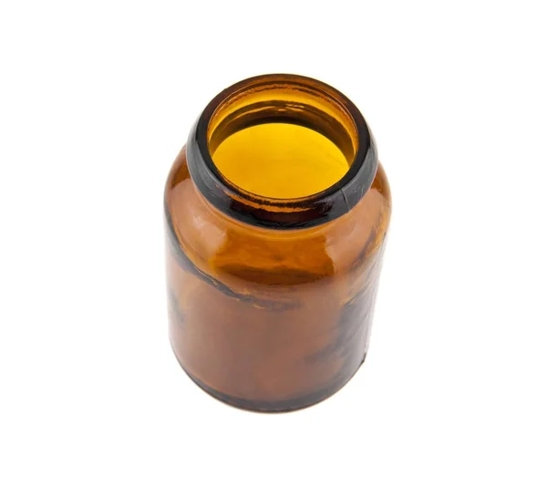 Glass brown jar isolated on white background close-up — Stock Photo, Image