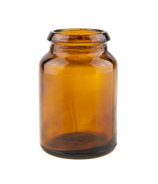 Glass brown jar isolated on white background close-up — Stock Photo, Image