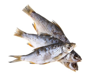 kurutulmuş balık beyaz arka plan closeup izole