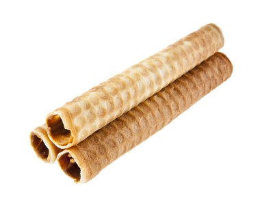 Beyaz arka planda izole edilmiş dolgulu waffle ruloları
