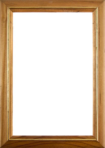 Old wooden photo frame isolated on white background close-up — Stock Photo, Image