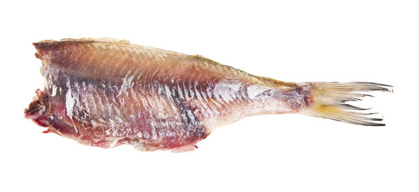 jerky fish isolated on white background closeup