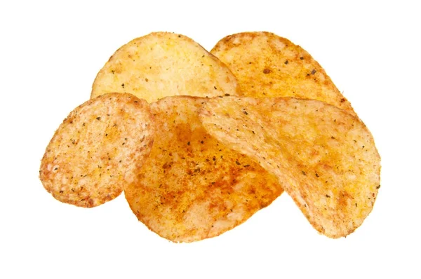 Chips isoliert auf weißem Hintergrund Nahaufnahme — Stockfoto
