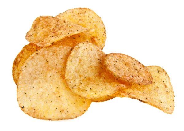 Chips isoliert auf weißem Hintergrund Nahaufnahme — Stockfoto