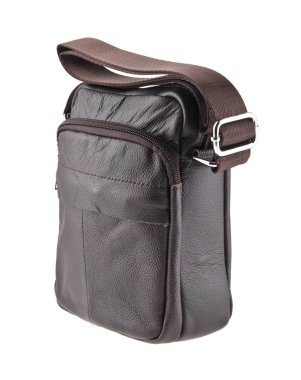 Kahverengi deri çanta beyaz arkaplanda izole