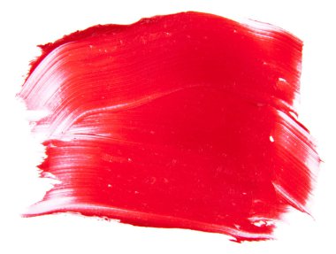 Beyaz arkaplanda lekeli kırmızı ruj izole edildi