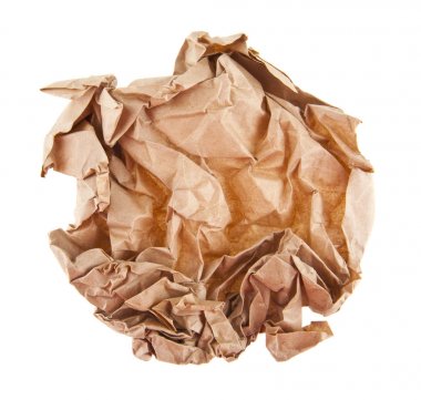 buruşmuş kağıt beyaz arkaplanda izole