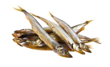 Smoked capelin isolated on white background clipart
