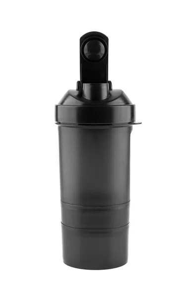 Botella de agua negra aislada sobre fondo blanco — Foto de Stock