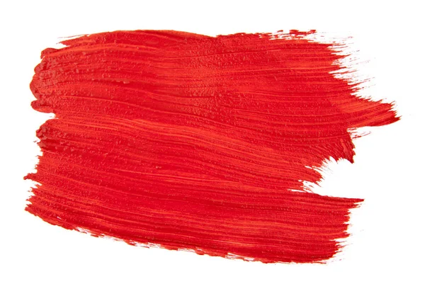Мазки червоної фарби ізольовані на білому тлі — стокове фото
