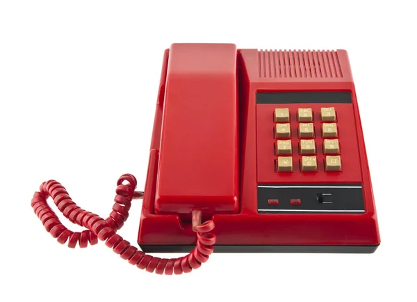 Telefono rosso isolato su sfondo bianco — Foto Stock