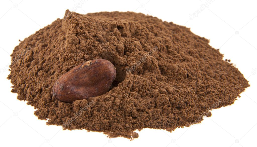ground cocoa isolated on white background