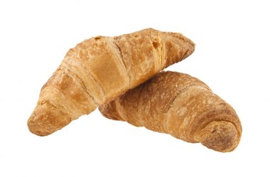 Kruvasanlar beyaz arkaplanda izole edilmiş.