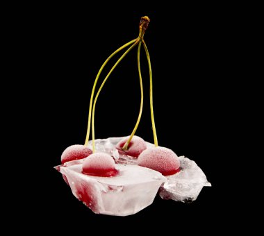 bir siyah arka plan portre üzerinde dondurulmuş vişne