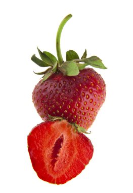 Sulu çilek beyaz arka plan closeup izole