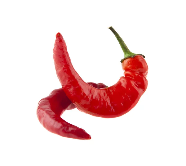 Κόκκινο πιπέρι που απομονώνονται σε λευκό φόντο closeup — Φωτογραφία Αρχείου