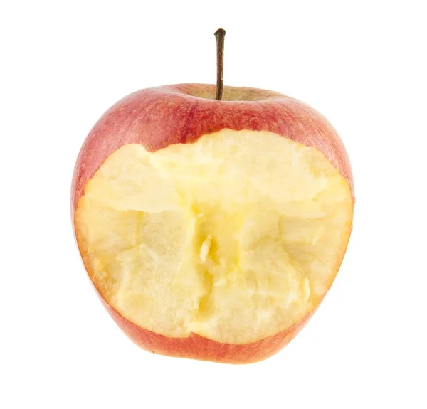 被咬的红苹果，孤立在白色背景上 — 图库照片