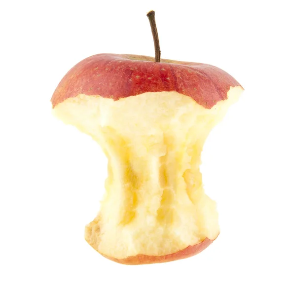 Ugryziony czerwone jabłko na białym tle — Zdjęcie stockowe
