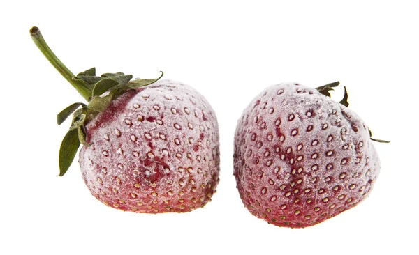 Gefrorene Erdbeeren isoliert auf weißem Hintergrund — Stockfoto
