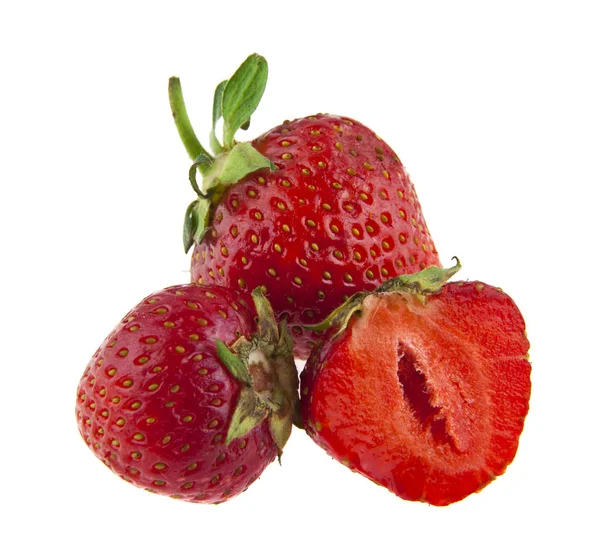 白色背景特写的多汁草莓 — 图库照片