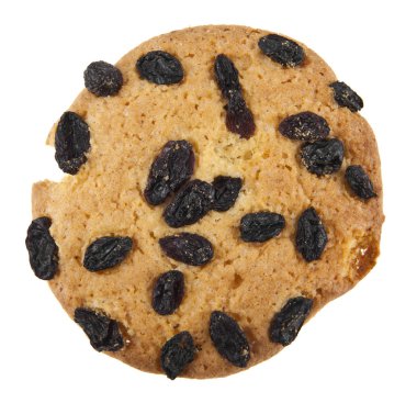 Beyaz arka plan üzerinde izole üzümlü bisküviler