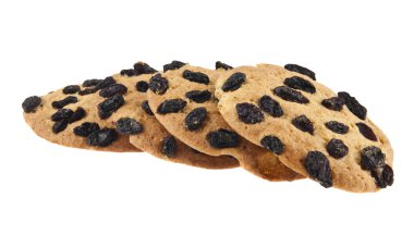 Beyaz arka plan üzerinde izole üzümlü bisküviler