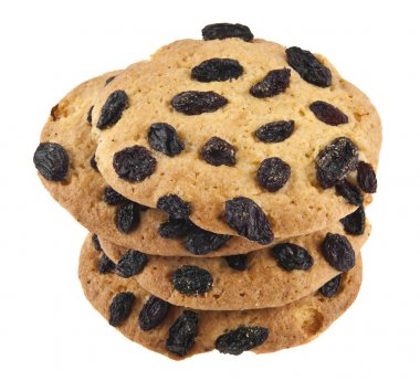 Beyaz arka plan üzerinde izole üzümlü bisküviler