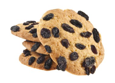 Beyaz arka plan üzerinde izole üzümlü bisküviler