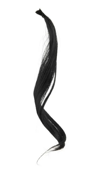 Ondulação de cabelo preto isolado no fundo branco close-up — Fotografia de Stock