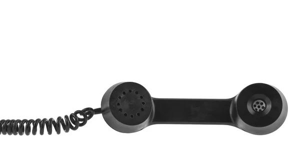 Telefone preto auscultador isolado no fundo branco — Fotografia de Stock