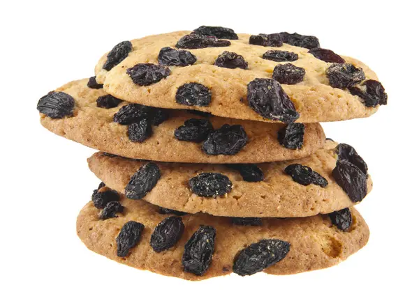 Beyaz arka plan üzerinde izole üzümlü bisküviler — Stok fotoğraf