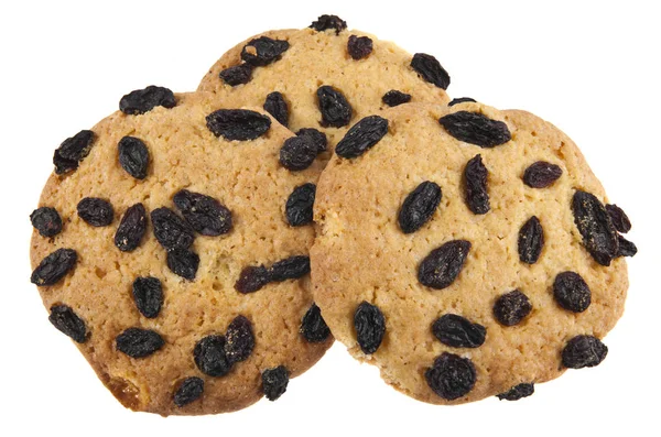 Beyaz arka plan üzerinde izole üzümlü bisküviler