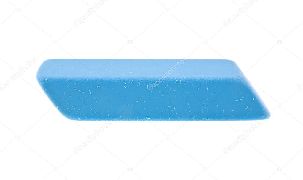blue eraser gum isolated on white background