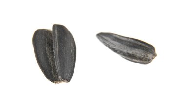 Beyaz arkaplanda izole edilmiş ayçiçeği tohumları