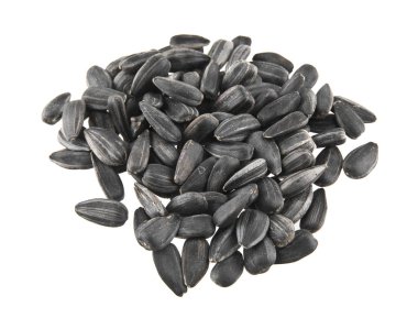 Beyaz arkaplanda izole edilmiş ayçiçeği tohumları