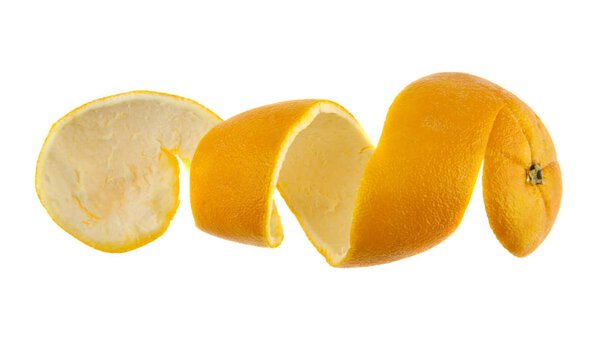 peel of an orange isolated on white background