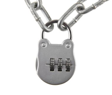 metal zincir ve beyaz arka plan closeup izole kilit