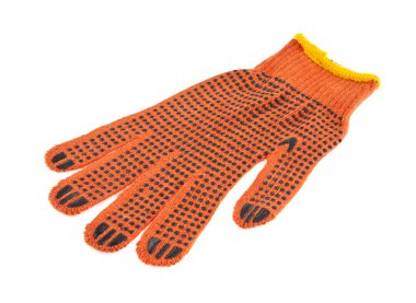 Beyaz arka plan üzerinde izole kumaş turuncu eldiven