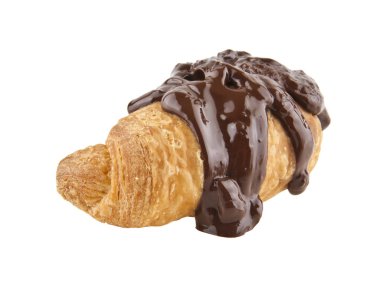 Beyaz arka plan üzerinde izole çikolata kruvasan