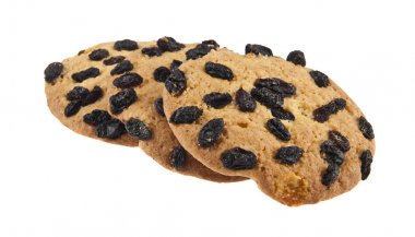 Beyaz arka plan üzerinde izole üzümlü bisküviler