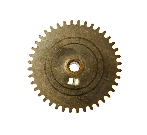 Gears from old clock isolated on white background — Stock Photo, Image