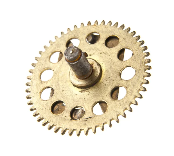 Gears from old clock isolated on white background — Stock Photo, Image