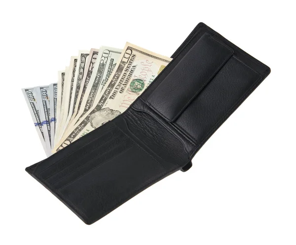 Dollars in a purse isolated on a white background — Stock Photo, Image