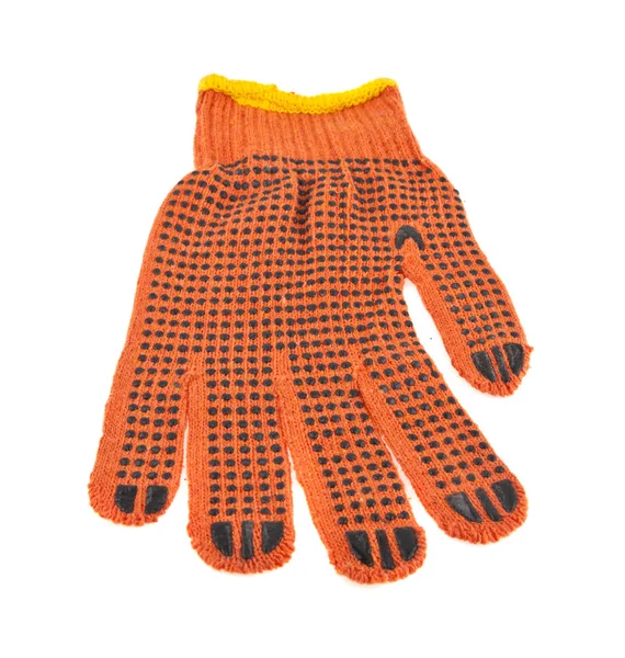 Fabric orange gloves isolated on white background — Stock Photo, Image