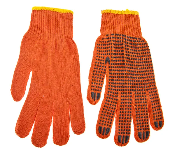 Guantes de tela naranja aislados sobre fondo blanco —  Fotos de Stock