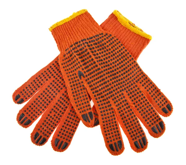 Fabric orange gloves isolated on white background — Stock Photo, Image